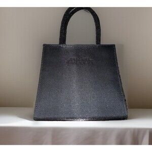 Vintage Givenchy Parfums Handbag Sleek Black Satin Beaded Handles Logo Y2K Med